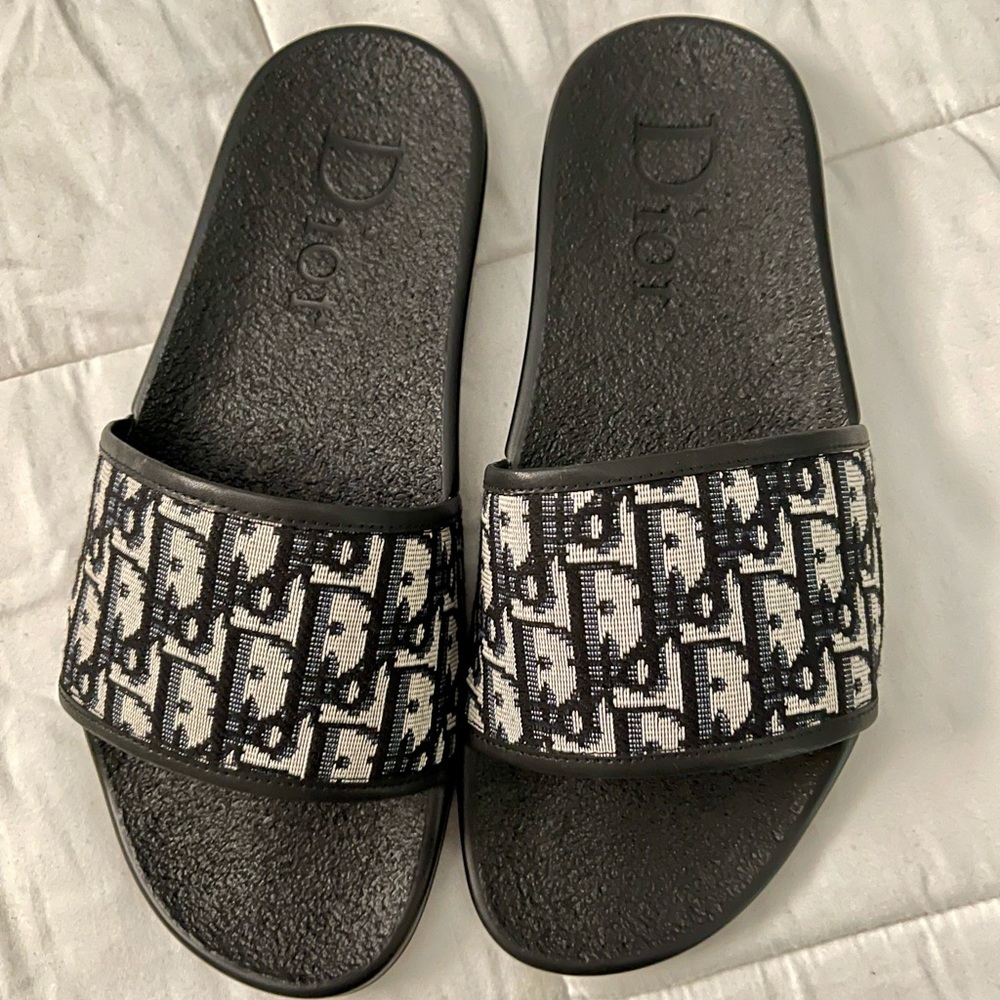 Black & Navy Blue Christian Dior slides